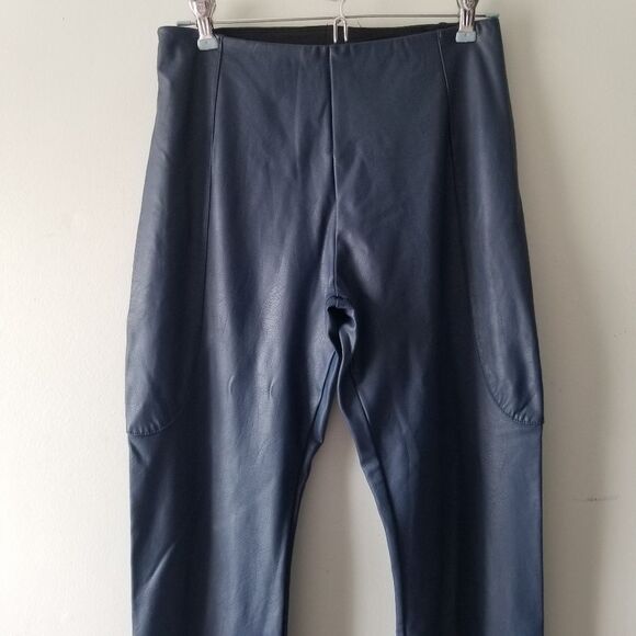 Lysse High Waist Vegan Faux Leather Leggings Navy Blue Small - Picture 3 of 7